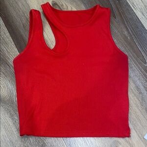 SHEIN Vibrant Red Ribbed Crop Top